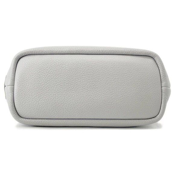 PRADA Punching logo Tote Bag Size Small Leather Gray - Picture 4 of 16